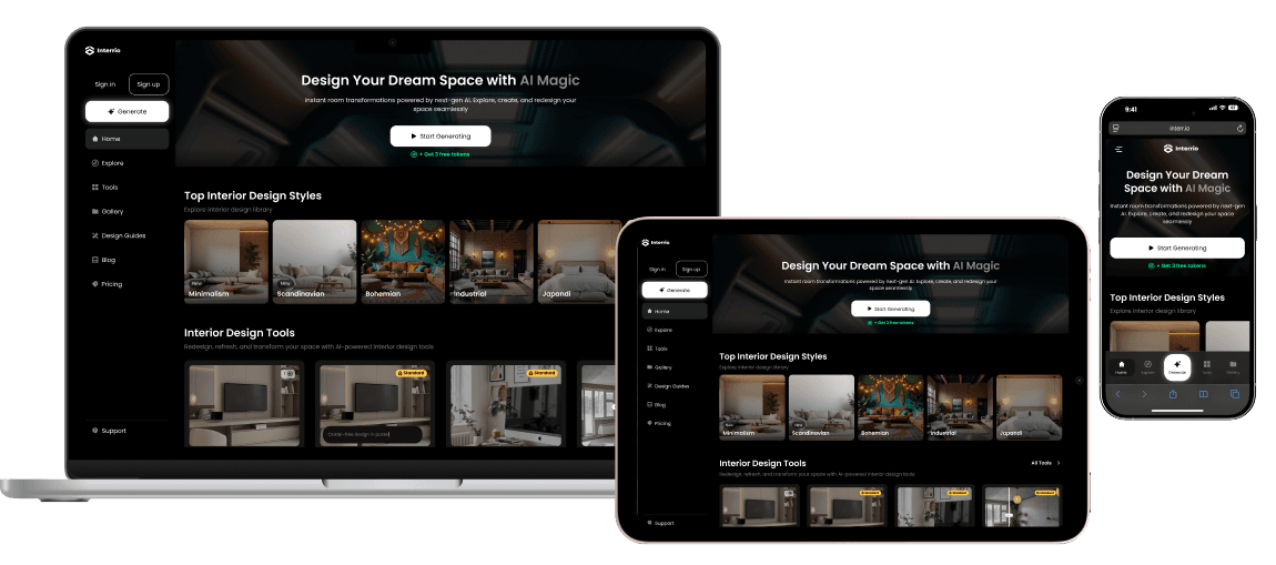 Interrio on laptop, tablet, and phone