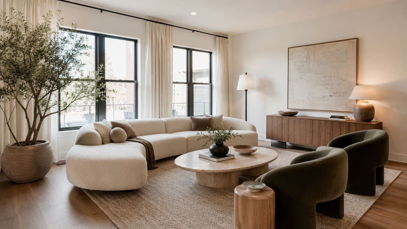 Living room staged in Modern style